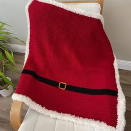 "Santa's Crochet Blanket Faux Fur Border, Christmas Decor - 30""x30" - thumbnail 3