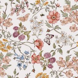 Floral Butterfly Baby Crib Sheet Blush Pink, Blue, Daisy Cotton