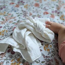 Floral Butterfly Baby Crib Sheet Blush Pink, Blue, Daisy Cotton - thumbnail 3