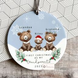 Personalised 1st First Christmas As Grandparents Auntie Uncle Grandma Nanny Animal Koala Panda Bear Acrylic Or Ceramic Ornament Keepsake - thumbnail 1