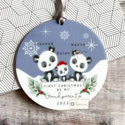 Personalised 1st First Christmas As Grandparents Auntie Uncle Grandma Nanny Animal Koala Panda Bear Acrylic Or Ceramic Ornament Keepsake - thumbnail 2