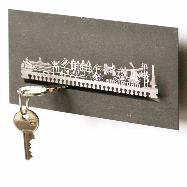 Amsterdam Skyline Key Rack Stainless Steel Silhouette, Holland Souvenir - image 1