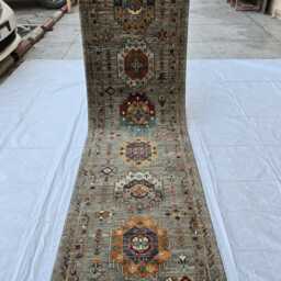3??10 Ft Afghan Chobi Hallway Runner Rug - Handmade Wool Tribal Geometric Long - thumbnail 3