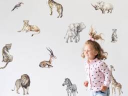 Watercolour Safari Wall Sticker Pack, Jungle Stickers, Safari Room Decor, Elephant - thumbnail 1