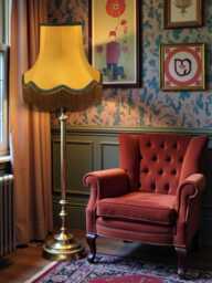 Traditional Gold Fabric Lampshade Handmade For Table & Floor Standard Lamp Bases, Wall Light Fixtures, Ceiling Fittings - thumbnail 1