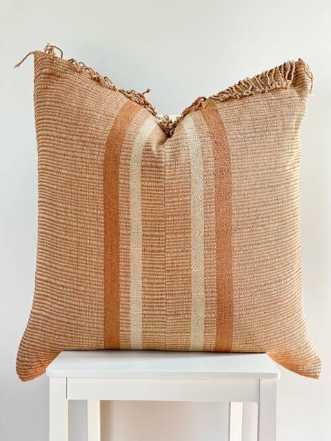 Brown Tribal Hemp Hand Woven Natural Dye Color Hmong Lumbar Pillow Cover - image 1