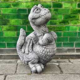 Concrete Baby Dragon Figurine Stone Sitting Statue Outdoor Garden Sculpture Lawn Ornament Yard Decoration Cement Fantasy Gift - thumbnail 1