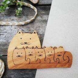 Cats Animal Puzzle, Animal Wood Toys, Wooden Figures, Game Wooden, Kids Christmas Eco Gift - thumbnail 3