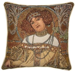 Alphonse Mucha Art Noveau Seasons Fall Autumn Tapestry Cushion Cover Sham - thumbnail 1