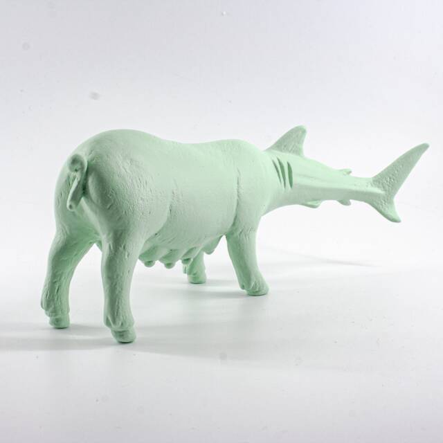Shark-Tailed Sow Sculpture Light Green Hybrid Figurine - image 1