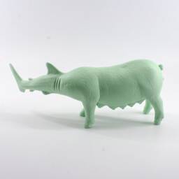 Shark-Tailed Sow Sculpture Light Green Hybrid Figurine - thumbnail 4