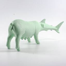 Shark-Tailed Sow Sculpture Light Green Hybrid Figurine - thumbnail 1