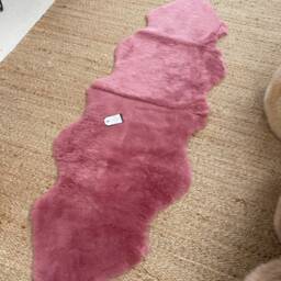 Candy Pink Sheepskin Rug, Double Length, Short Wool, Shearling, Genuine Sheepskin, Handmade, Bespoke Size, Upholstery Project - thumbnail 2