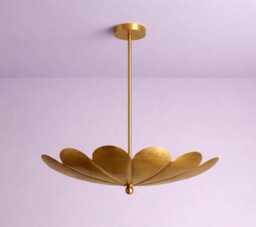 Mid Century Modern Brass Handmade Flush Mount Fixture Vintage Style Lighting Flower Chandelier Lotus Petal Ceiling Light