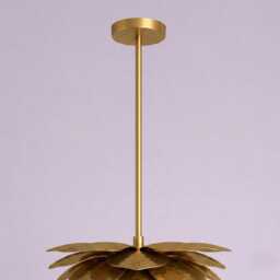 Mid Century Modern Brass Handmade Flush Mount Fixture Vintage Style Lighting Flower Chandelier Lotus Petal Ceiling Light - thumbnail 3