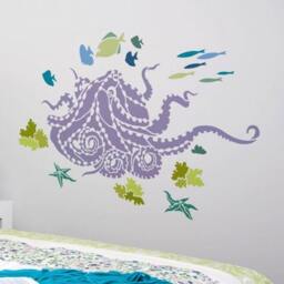 Octopus's Garden Wall Art Stencil - Stencils For Affordable Room Makeover Aquatic Great Nursery - thumbnail 3