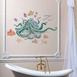 Octopus's Garden Wall Art Stencil - Stencils For Affordable Room Makeover Aquatic Great Nursery - thumbnail 2