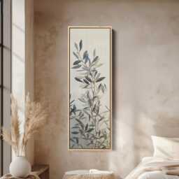 Olive Branch Art Tall Vertical Wall Art Narrow Canvas Botanical Painting For Living Room Hallway Entryway Decor