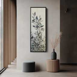 Olive Branch Art Tall Vertical Wall Art Narrow Canvas Botanical Painting For Living Room Hallway Entryway Decor - thumbnail 3