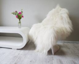 "Giant White Iceland Sheepskin Throw Rug - 50""x 30" - thumbnail 1