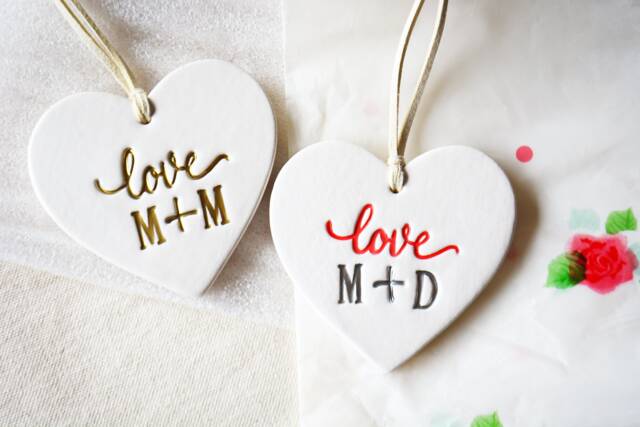 Personalized Heart Ornament With Initials - Romantic I Love You Gift First Christmas Together - image 1