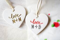 Personalized Heart Ornament With Initials - Romantic I Love You Gift First Christmas Together