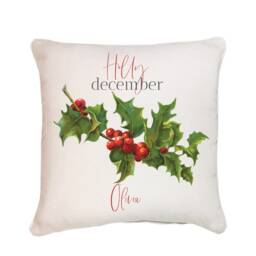 Personalised Birth Flower Cushion/December Holly Floral Design Birthday 30Th, 40Th, 50Th, 60Th, 70Th Gift For Her - thumbnail 3