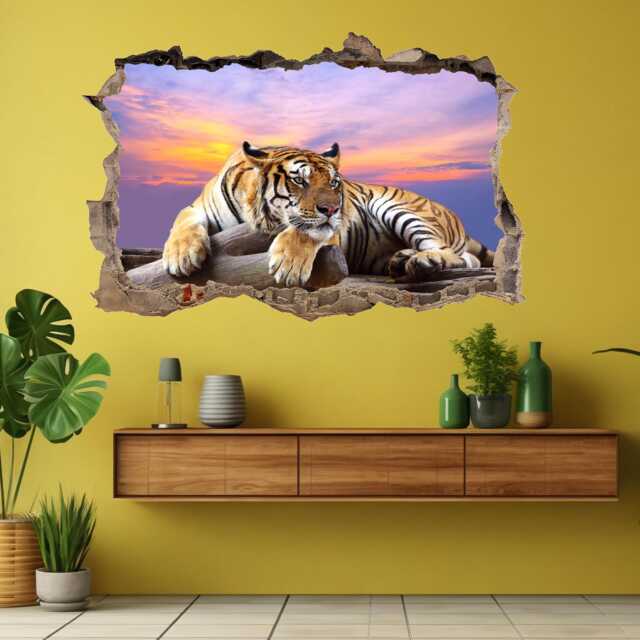 Tiger Wall Decal Sticker Mural Poster Print Art Home Decor Animal Sunset Ct35 - image 1