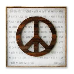 Peace Sign Framed I Can Change The World Ben Harper Song With My Own Two Hands Reclaimed Wood Frame Wall Decor Wooden Art - thumbnail 1