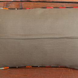 Vintage Striped Kilim Pillow Cover - Handwoven Wool, Red Orange Black - 12x20In - thumbnail 4