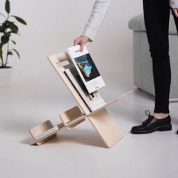 Magazine Rack For Books & Vinyl - Portable Wooden Organizer With Handle Minimalist Detachable Storage - thumbnail 1