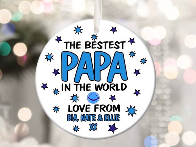 Best Papa in The World Personalised Plaque, Christmas Bauble, Funny Gift Present Keepsake Novelty Tree Xmas For Him