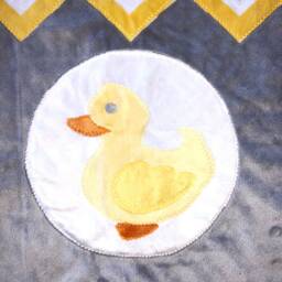 Handmade Modern Baby Minky Blanket Gray & Yellow Ducky - thumbnail 3
