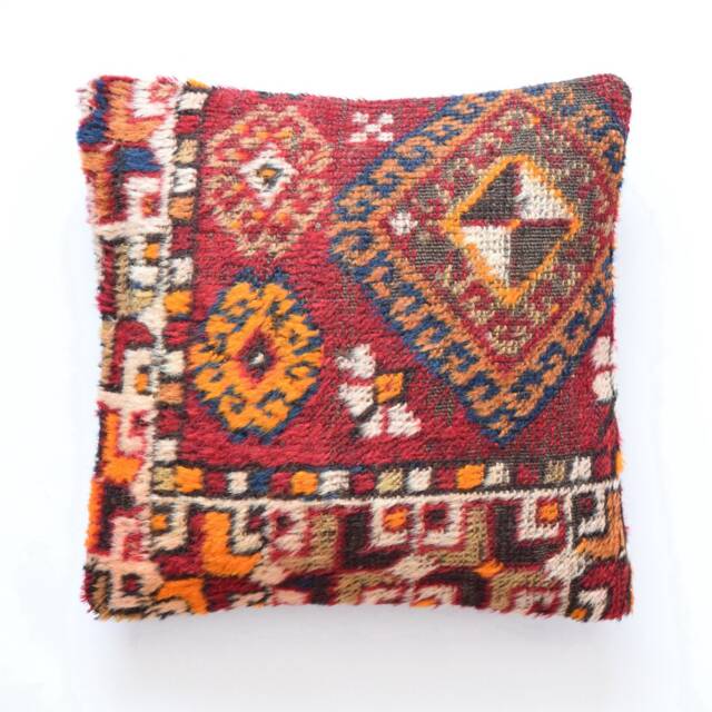Turkish Pillow 16 X Carpet Rug Cover Marokkanische Kissen Bohemian Pillows Wool Coussin 40 - image 1