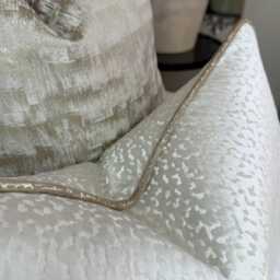 Crater Cushion Cover in Ivory With Luxury Contrasting Gold Piping, Bespoke Pillow Cover For Interior Designer, All Sizes - thumbnail 4