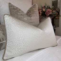 Crater Cushion Cover in Ivory With Luxury Contrasting Gold Piping, Bespoke Pillow Cover For Interior Designer, All Sizes