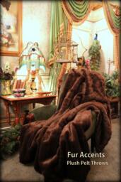 Fur Accents Faux Fur Throw Blanket/Sable Brown Channel Mink