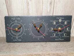 Laser Engraved Time, Tide & Moon Phase Slate Wall Clock 30cm X 12cm - thumbnail 1