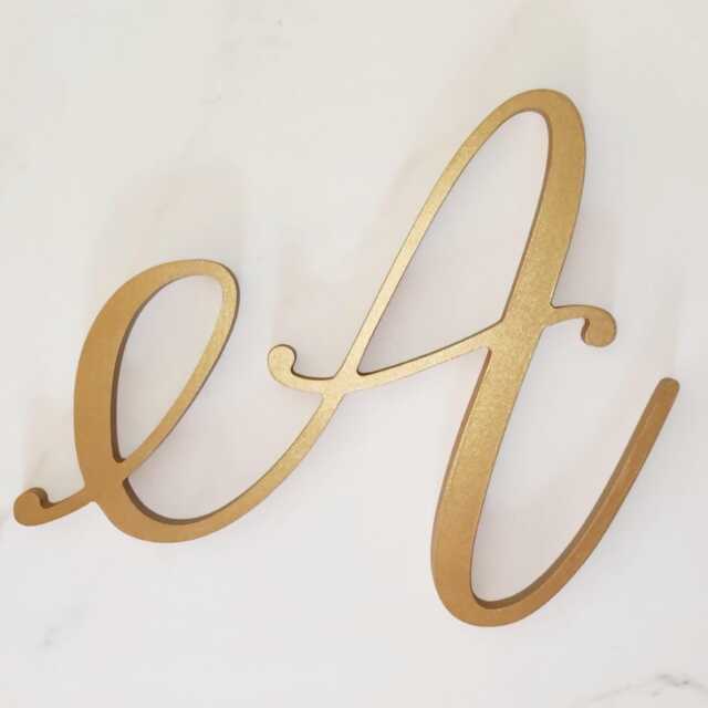 Custom Script Initial Letter For Wall - Wooden Decorative Monogram Above Bed Decor - image 1