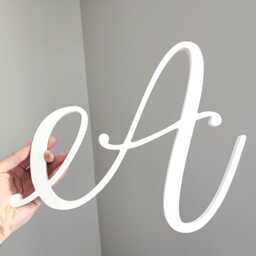 Custom Script Initial Letter For Wall - Wooden Decorative Monogram Above Bed Decor - thumbnail 2