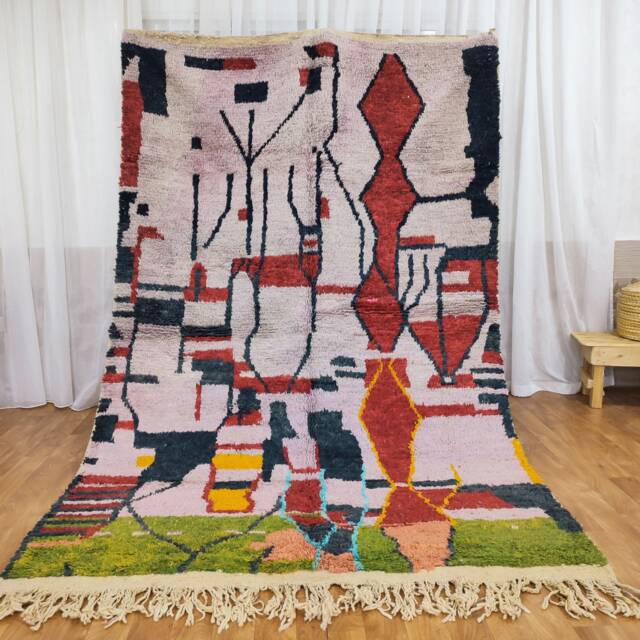 Custom Boujaad Moroccan Wool Rug, Multicolored Handmade Berber Carpet - image 1