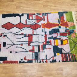 Custom Boujaad Moroccan Wool Rug, Multicolored Handmade Berber Carpet - thumbnail 4
