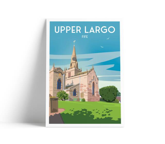 Upper Largo Travel Poster - Fife Coastal Art Scotland Print Law