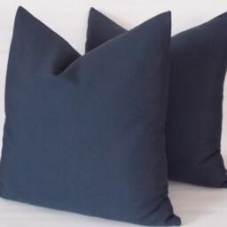 Navy Cotton Canvas Throw Pillow Cover Set 18-Inch Accent Pillows - thumbnail 2