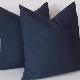 Navy Cotton Canvas Throw Pillow Cover Set 18-Inch Accent Pillows - thumbnail 4