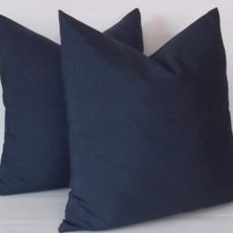 Navy Cotton Canvas Throw Pillow Cover Set 18-Inch Accent Pillows - thumbnail 3