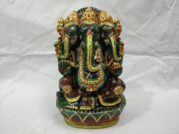 Green Jade Ganesh, Three Face Gemstone Religious Artifacts, Home Decor Statues, Prayer Idols, Spiritual Gifting, Gem Idols, Fine Art - thumbnail 1