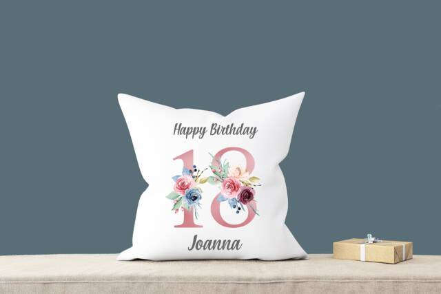 Personalised Age Name Cushion , 18Th 21st 30Th 40Th 50Th 60Th 70Th 80Th 90Th 100Th Girls Mum Nanny Nana Grandma Nanna Nannie Birthday Gift - image 1