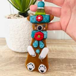 Cute Bear Fused Glass Christmas Decoration, Fused Glass Ornament, Cornwall, Cornish - thumbnail 1