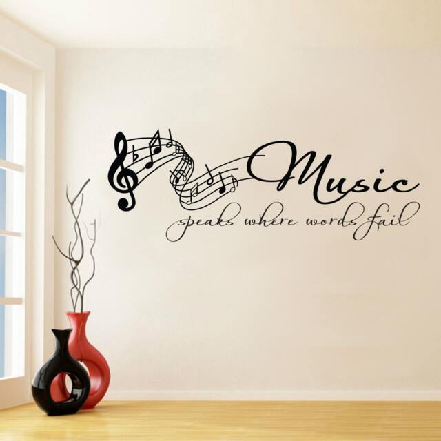 Music Speaks Where Words Fail - Wall Sticker Contemporary Vinyl Decal Inspirational - image 1